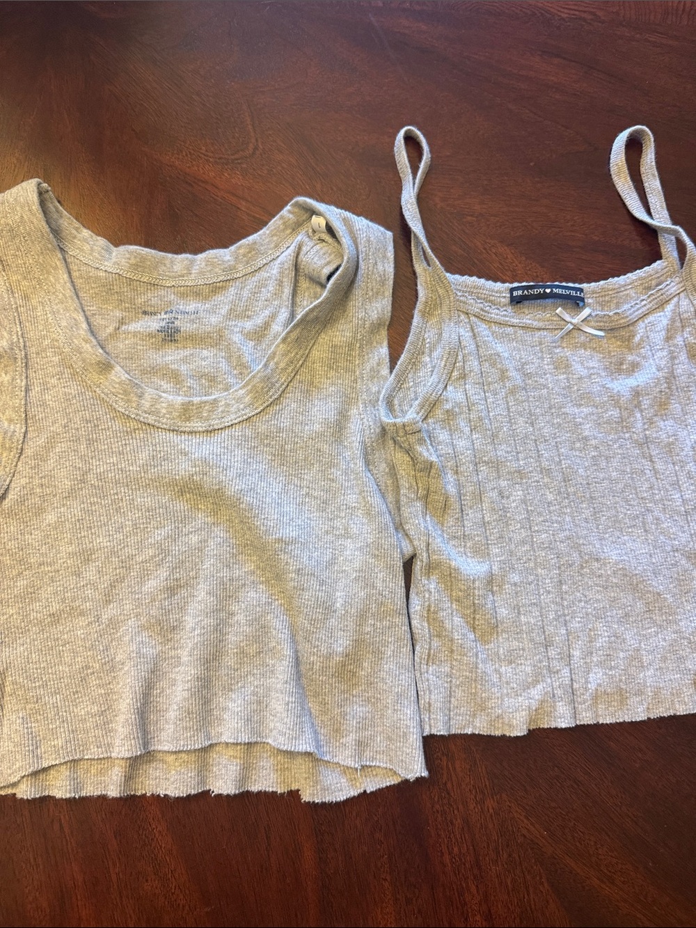 Brandy Melville bundle of two Light Heather Gray Tank & Spaghetti Strap Crop